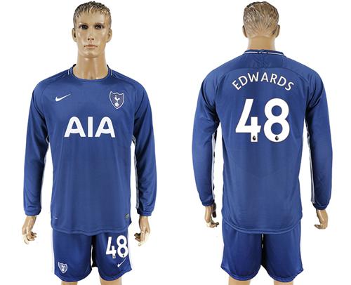 Tottenham Hotspur #48 Edwards Away Long Sleeves Soccer Club Jersey